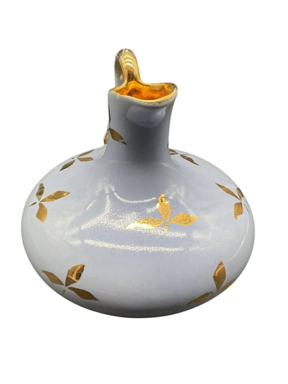Vintage Le Pere 1950s Blue & Gold Bud Vase Pitcher 3.5